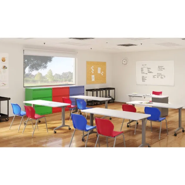 Modern Teacher T-Leg Table Desk w/ Casters - 60” W x 24” D