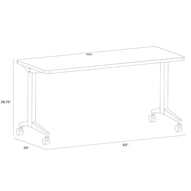 Modern Teacher T-Leg Table Desk w/ Casters - 60” W x 24” D