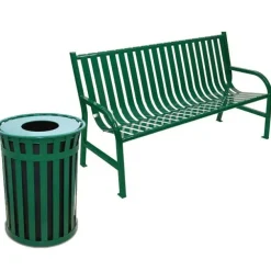 Oakley Bench + Trash Receptacle Package Set