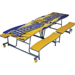 Ocean Wave Top Mobile Bench Cafeteria Tables