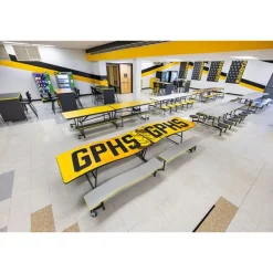 Ocean Wave Top Mobile Bench Cafeteria Tables
