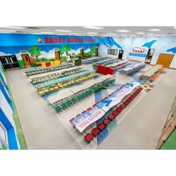 Ocean Wave Top Mobile Stool Cafeteria Tables