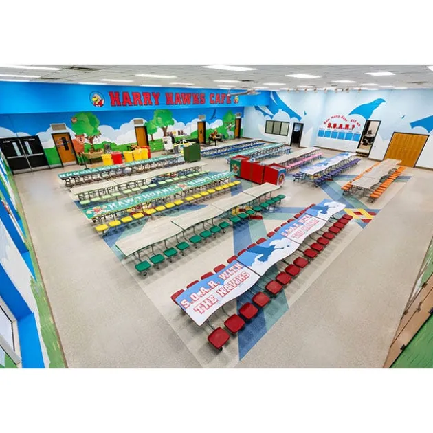 Ocean Wave Top Mobile Stool Cafeteria Tables