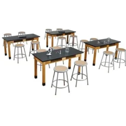 One Acid Resistant Science Lab Table & Two 18'' Gray Stools (48'' x 24'')