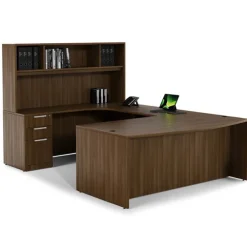 OS Laminate Bow Front Executive U-Shape Desk Suite w/ Hutch