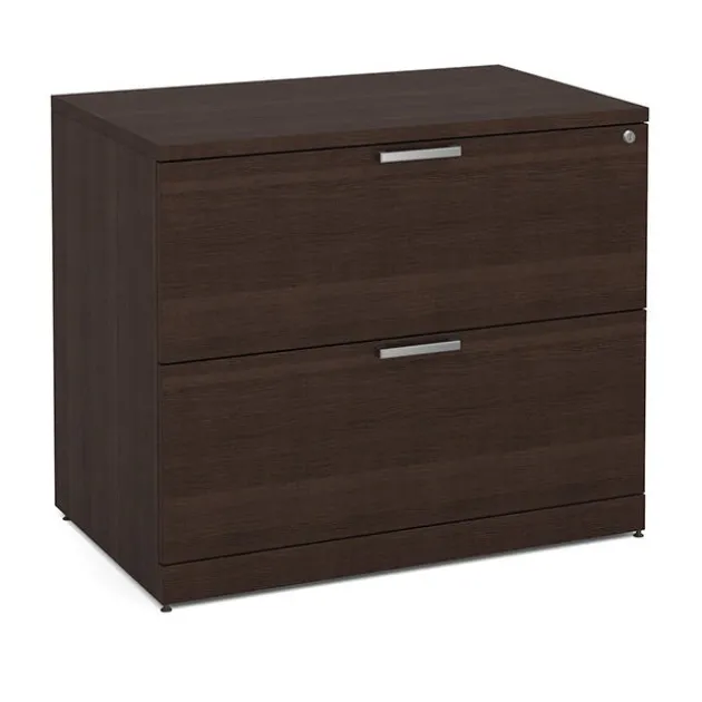 OS Laminate Bow Front Executive Desk w/ Deluxe Full Pedestal & Wall Storage Unit