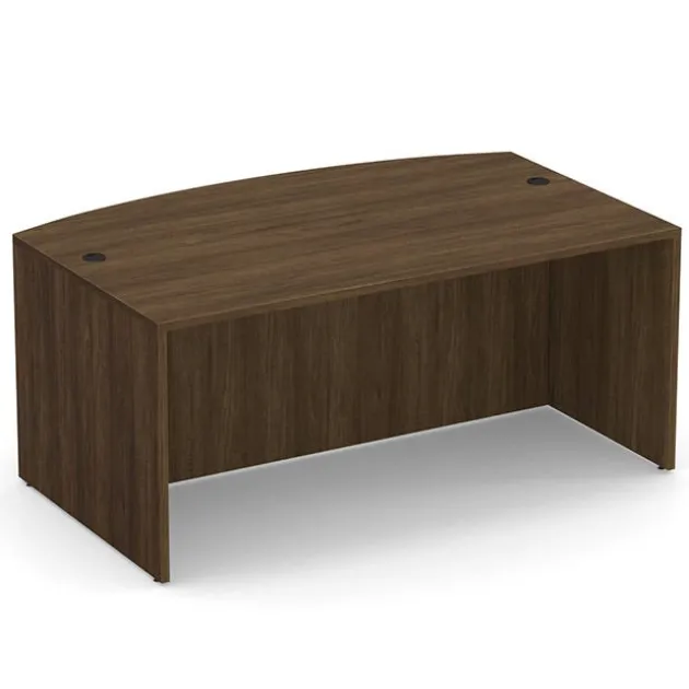 OS Laminate Bow Front Executive Desk w/ Deluxe Full Pedestal & Wall Storage Unit
