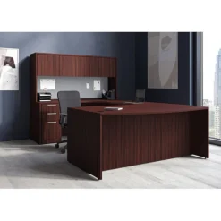 OS Laminate Bow Front U-Shape Desk Suite w/ Deluxe Full Pedestal