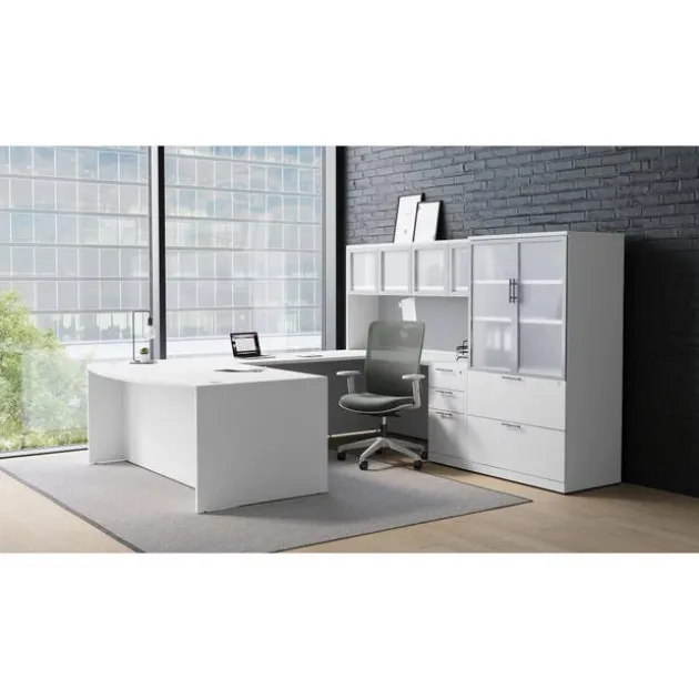 OS Laminate Bow Front U-Shape Desk Suite w/ Deluxe Full Pedestal & 2 Drawer Lateral File