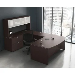 OS Laminate Bow Front U-Shape Desk Suite w/ 2 Drawer Lateral File