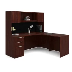 OS Laminate L-Shaped Desk Suite w/ Hutch & 2 Solid Doors