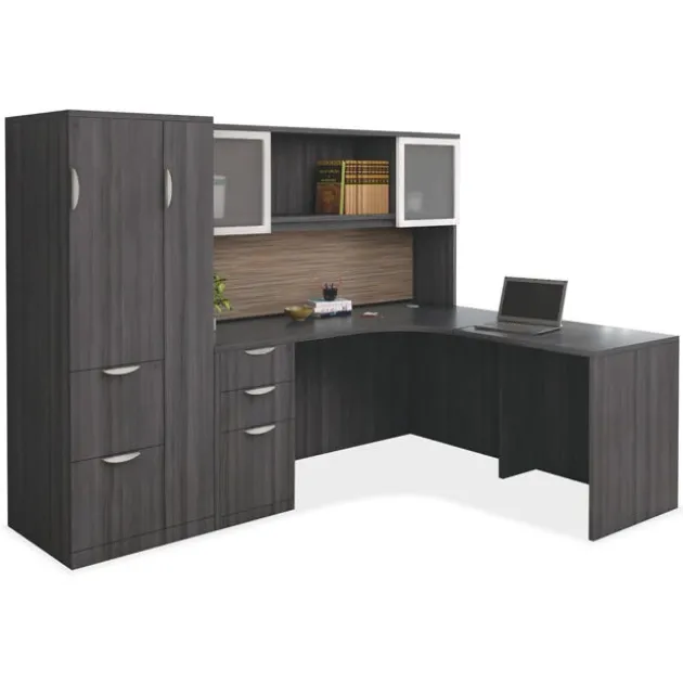 OS Laminate L-Shaped Desk Suite w/ Hutch & Wardrobe Cabinet