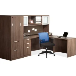 OS Laminate L-Shaped Desk Suite w/ Hutch & Wardrobe Cabinet