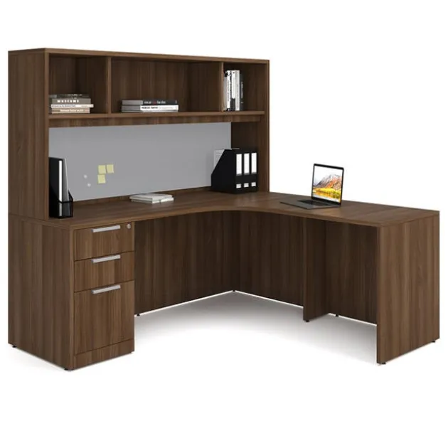 OS Laminate L-Shaped Desk Suite w/ Open Hutch
