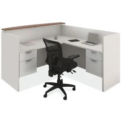 OS Laminate L-Shaped Reception Desk w/ Transaction Shelf