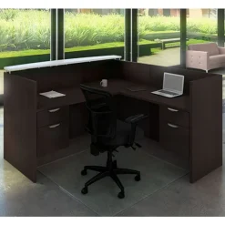 OS Laminate L-Shaped Reception Desk w/ Transaction Shelf