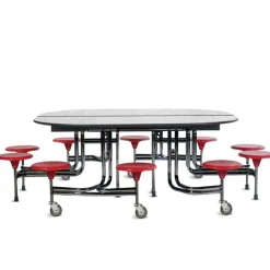 Oval Cafeteria Table w/10 Round Stools
