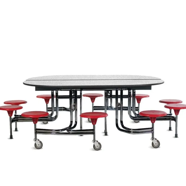 Oval Cafeteria Table w/10 Round Stools