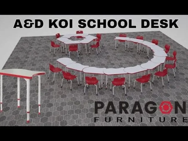 6-Pack A&D Adjustable Koi Student Desks with Ready Stack Chairs Package