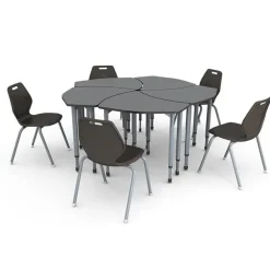 5-Pack A&D Tesla Adjustable Student Desks with Ready Stack Chairs Package
