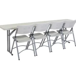 Package One 18'' x 96'' Plastic Folding Seminar Table & Four Plastic Folding Chairs