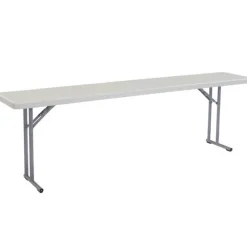 Package One 18'' x 96'' Plastic Folding Seminar Table & Four Plastic Folding Chairs