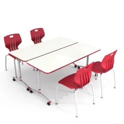Package Set - 2 A&D Crossfit Flip-Top Adjustable Height Tables w/ 4 Emoji Chairs