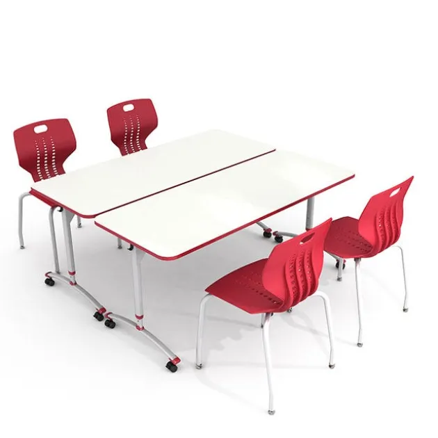 Package Set - 2 A&D Crossfit Flip-Top Adjustable Height Tables w/ 4 Emoji Chairs