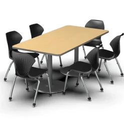 Package Set- Dual Base Rectangle Table w/ 6 Apex Stack Chairs