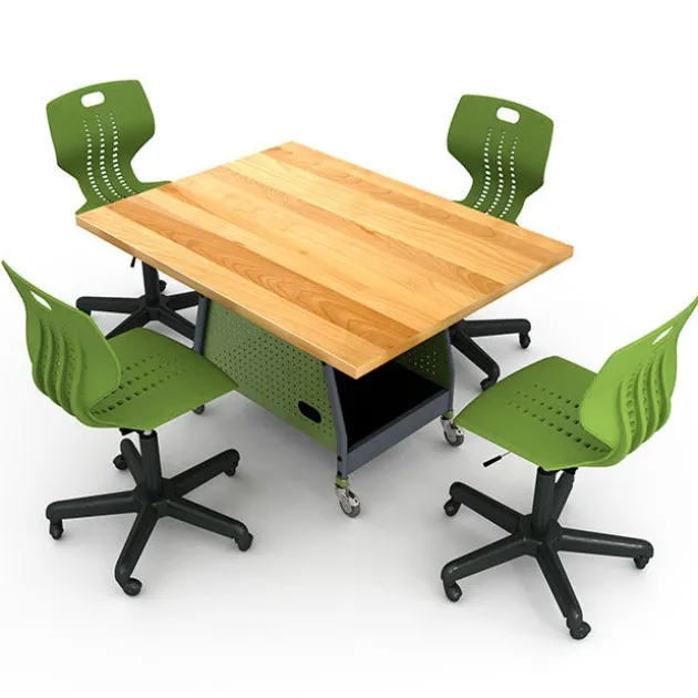 Package Set - Maker Invent 29"H Butcher Block Table & 4 Emoji Task Chairs