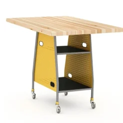 Package Set - Maker Invent 39"H Butcher Block Table & 4 Emoji Lab Stools