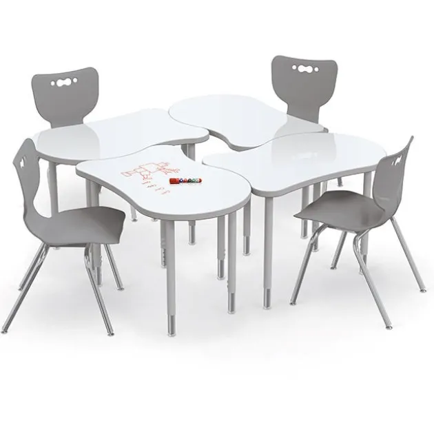 4-Pack Fender Collaborative Dry Erase Desk & Hierarchy Chair Packages