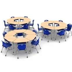 18-Pack Zuma Hexagon Desk and Stack Chair Classroom Packages