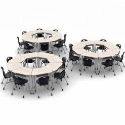 24-Pack Zuma Octagon Classroom Desk and Stack Chair Packages