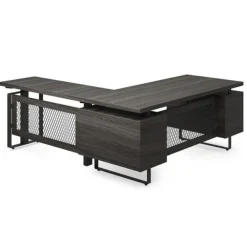 Palisades Collection Industrial Height Adjustable L-Shaped Desk Suite