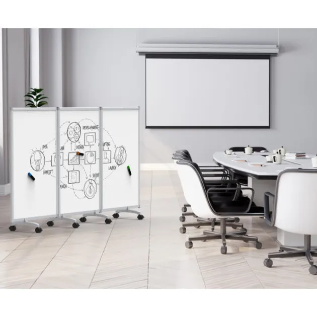 3-Panel Mobile Magnetic Whiteboard Room Divider