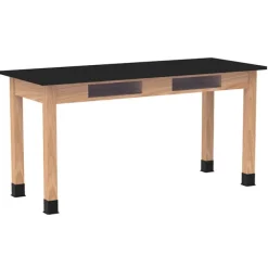 Phenolic Resin Top Hardwood Science Lab Table with Compartments (36'' D X 48'' W)