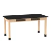 Phenolic Resin Top Hardwood Science Lab Table with Compartments (24'' D X 72'' W)