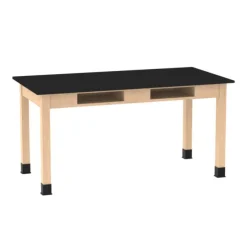Phenolic Resin Top Hardwood Science Lab Table with Compartments (24'' D X 72'' W)