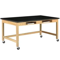Phenolic Resin Top Hardwood Science Lab Table with Compartments (24'' D X 72'' W)