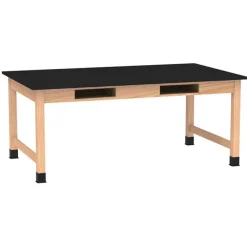 Phenolic Resin Top Hardwood Science Lab Table with Compartments (42'' D X 60'' W)