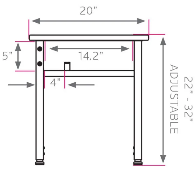 Planner Height-Adjustable Student Desk with Hard Plastic Top - 27"W x 20"D