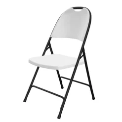 Plastic Resin Folding Table & 8 Chairs Package in Gray Granite (30''x72
