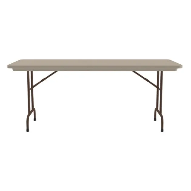 Plastic Resin Folding Table & 8 Chairs Package in Mocha Granite (30''x96" Rectangle)