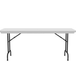 Plastic Resin Folding Table & 8 Chairs Package in Gray Granite (30''x96