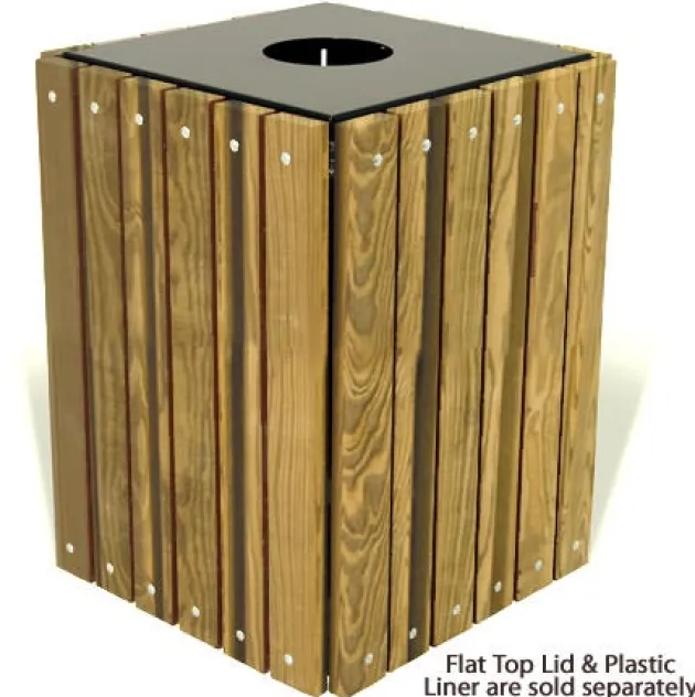 Pressure Treated Square Outdoor Trash Receptacle