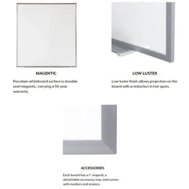 Proma Projection Porcelain Whiteboard with Map Rail by Ghent