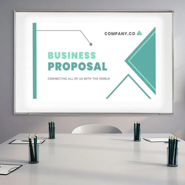 Proma Projection Porcelain Whiteboard with Map Rail by Ghent