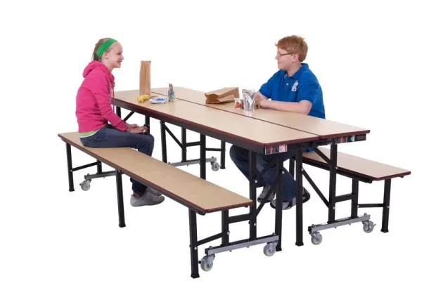 Quick Ship All-in-One Mobile Cafeteria Convertible Bench Table