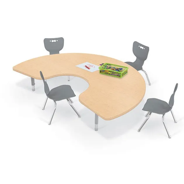 Quick Ship Hierarchy Kidney Table & Chair Package Set – 72"W x 48"D Table with Four 12"H Chairs